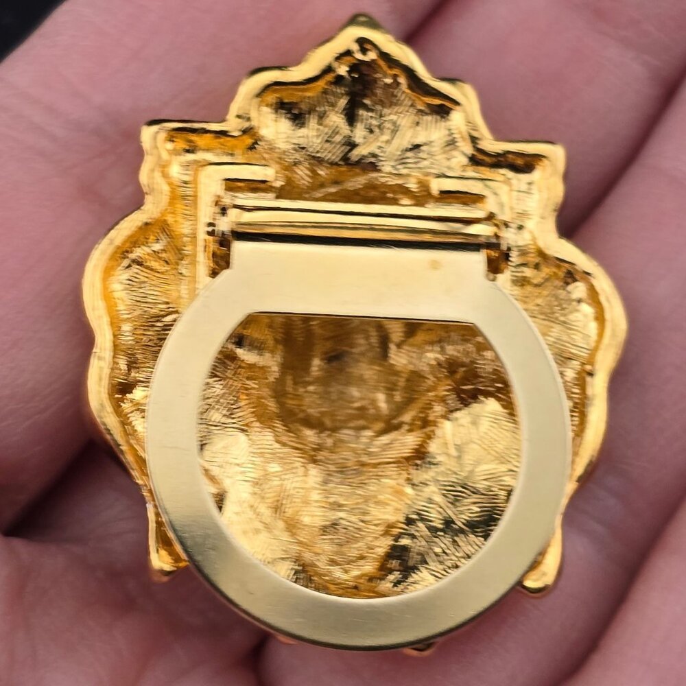 Gold-Tone Lion Head Scarf Clip Vintage Style Accessory - Picture 5 of 10
